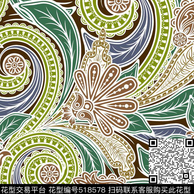 几何扎染华亿平台花卉传统印花华亿平台下载（图片编号: 518578） - 瓦栏（Walan）