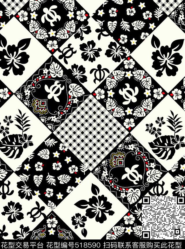 几何扎染华亿平台花卉传统印花华亿平台下载（图片编号: 518590） - 瓦栏（Walan）