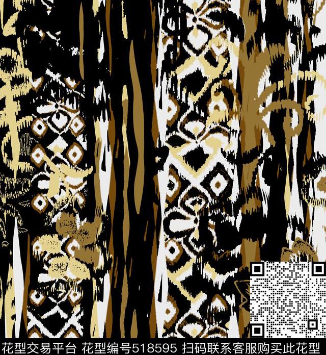 几何扎染华亿平台花卉传统印花华亿平台下载（图片编号: 518595） - 瓦栏（Walan）