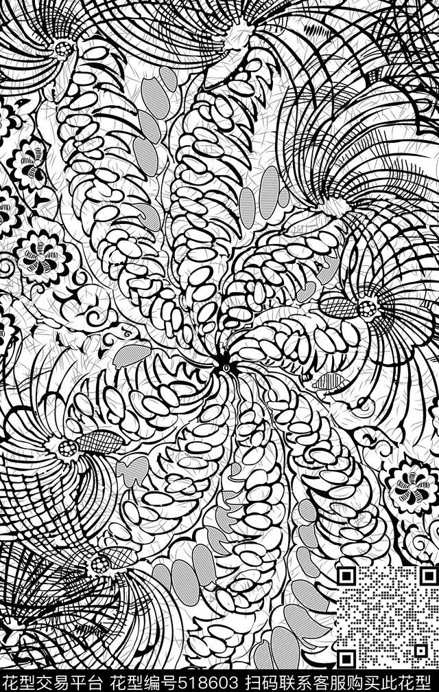 几何扎染华亿平台花卉传统印花华亿平台下载（图片编号: 518603） - 瓦栏（Walan）