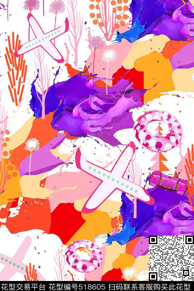 缤纷彩色抽象数码印花华亿平台下载（图片编号: 518605） - 瓦栏（Walan）