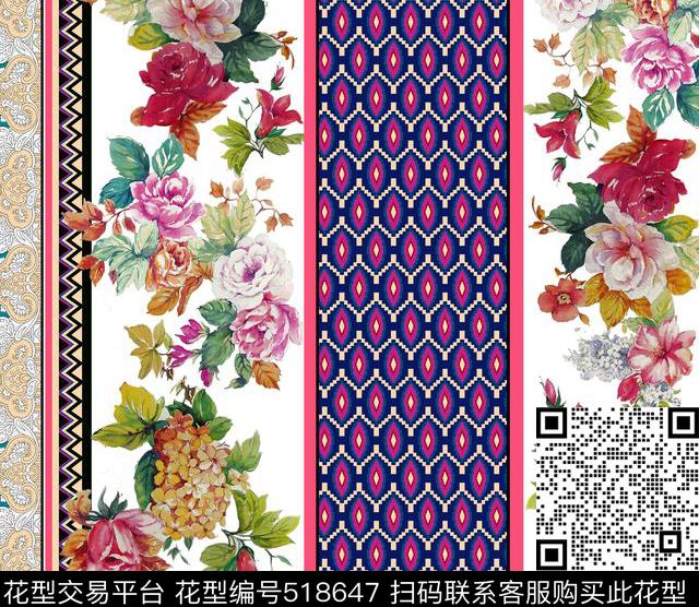 花卉民族风几何传统印花华亿平台下载（图片编号: 518647） - 瓦栏（Walan）