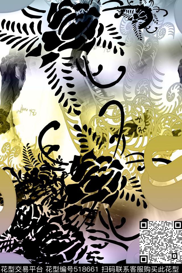 抽象几何女装连衣裙华亿平台女装衬衣华亿平台数码印花华亿平台下载（图片编号: 518661） - 瓦栏（Walan）