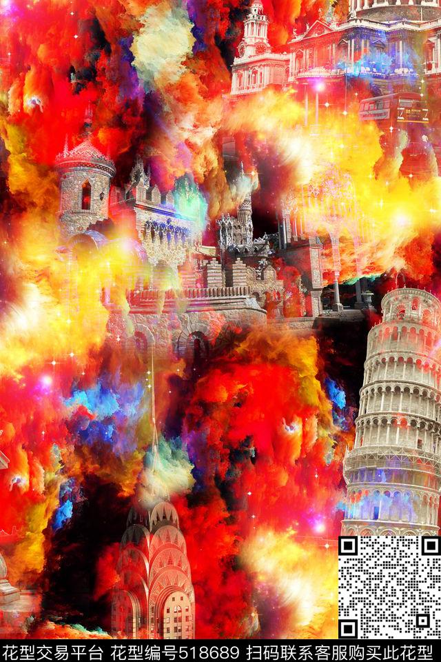 抽象时尚炫彩数码印花华亿平台下载（图片编号: 518689） - 瓦栏（Walan）