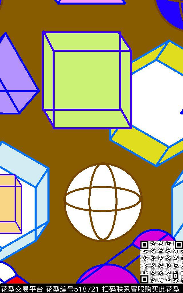 3D立体几何印花传统印花华亿平台下载（图片编号: 518721） - 瓦栏（Walan）