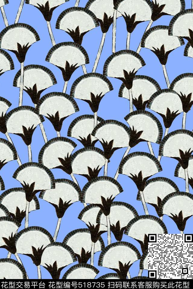 抽象花朵花卉年轻女性传统印花华亿平台下载（图片编号: 518735） - 瓦栏（Walan）