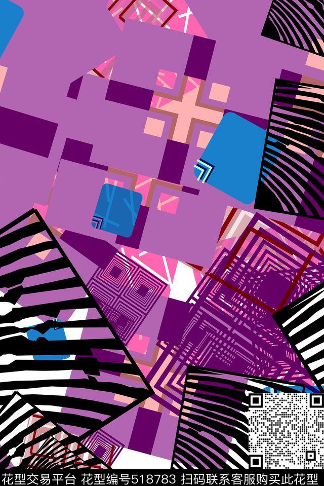 抽象几何家纺亮彩时尚传统印花华亿平台下载（图片编号: 518783） - 瓦栏（Walan）