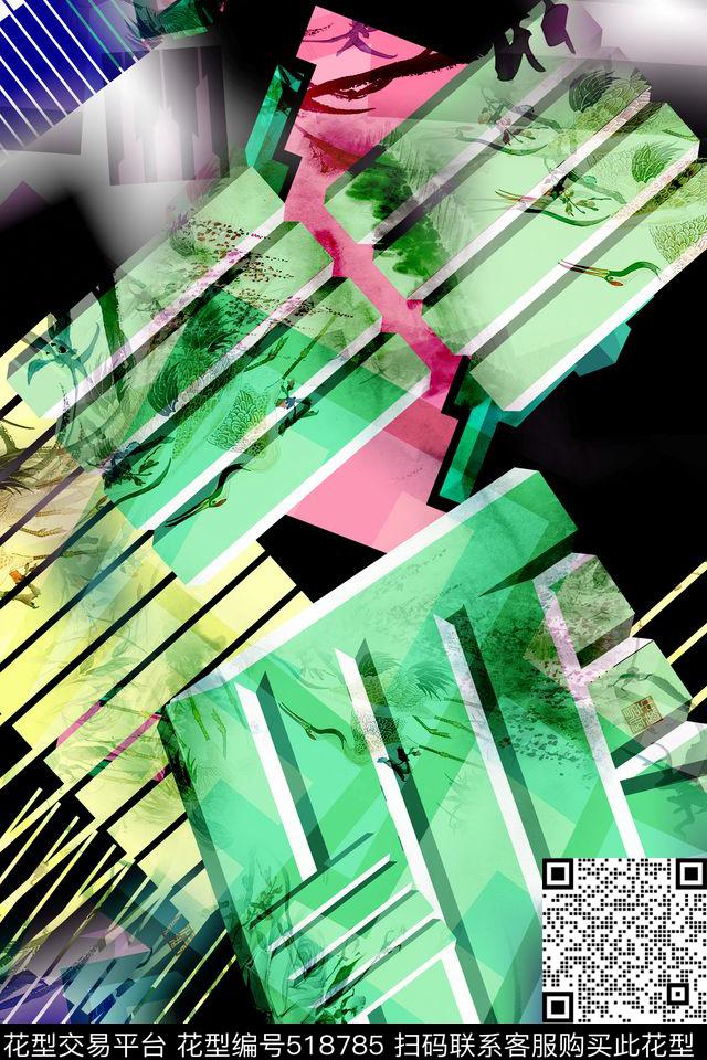 几何动物植物数码印花华亿平台下载（图片编号: 518785） - 瓦栏（Walan）