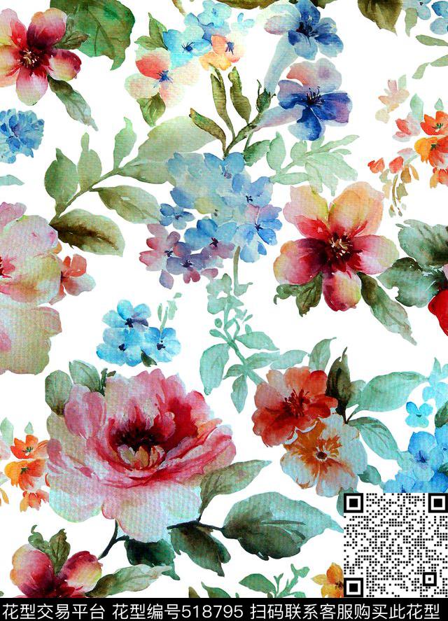 潮流衬衫花卉数码印花华亿平台下载（图片编号: 518795） - 瓦栏（Walan）