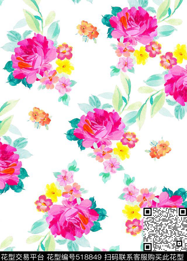 潮流大牌花卉数码印花华亿平台下载（图片编号: 518849） - 瓦栏（Walan）