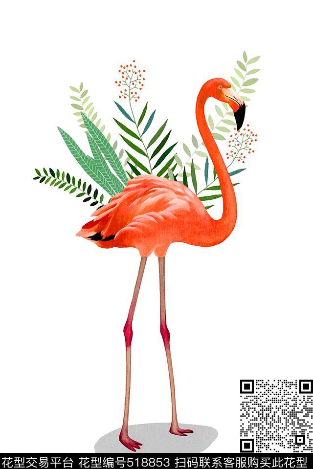 T恤定位叶条水彩天鹅数码印花华亿平台下载（图片编号: 518853） - 瓦栏（Walan）