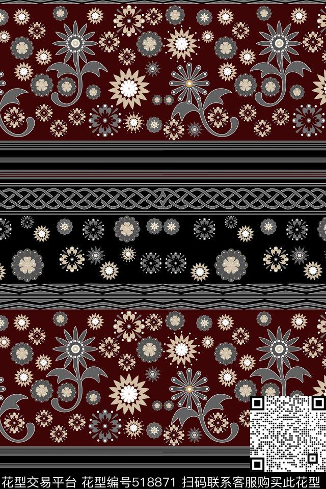 高贵花卉流行传统印花华亿平台下载（图片编号: 518871） - 瓦栏（Walan）
