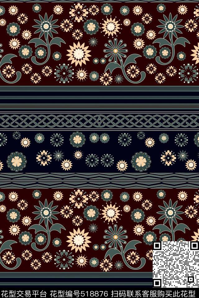 高贵花卉流行传统印花华亿平台下载（图片编号: 518876） - 瓦栏（Walan）