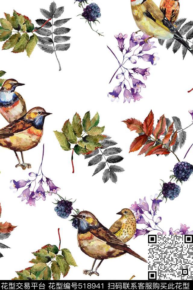 动物鸟秋数码印花华亿平台下载（图片编号: 518941） - 瓦栏（Walan）