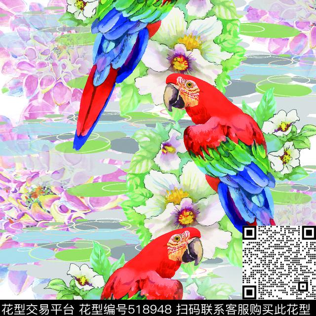 中国风流行时尚水彩数码印花华亿平台下载（图片编号: 518948） - 瓦栏（Walan）