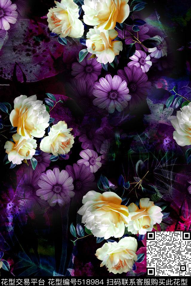 春夏花卉时尚数码印花华亿平台下载（图片编号: 518984） - 瓦栏（Walan）
