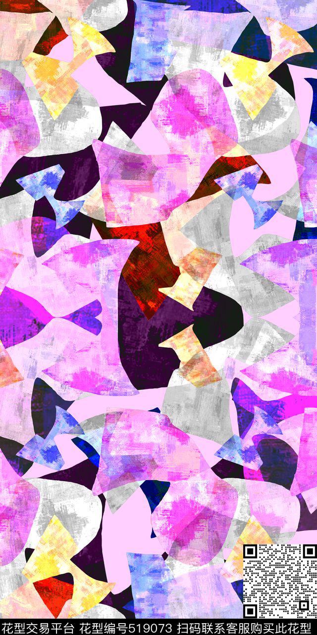 时尚裁切色彩数码印花华亿平台下载（图片编号: 519073） - 瓦栏（Walan）