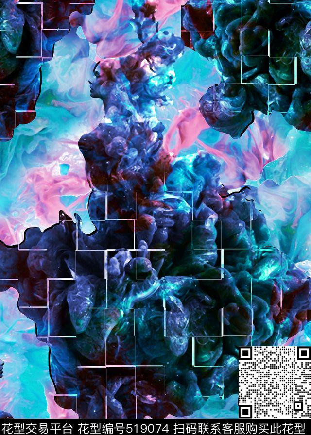 抽象抽象女陔云彩数码印花华亿平台下载（图片编号: 519074） - 瓦栏（Walan）