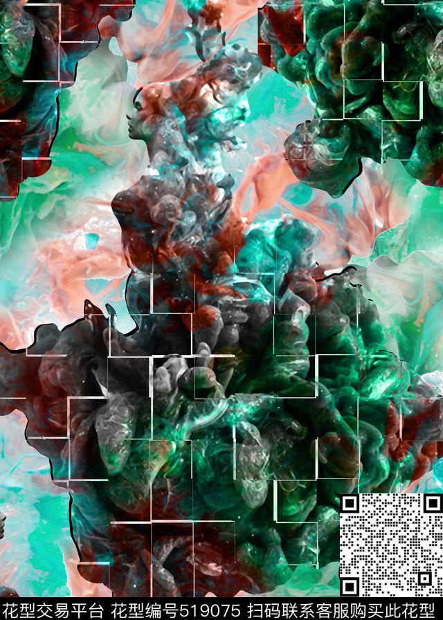 抽象抽象女陔云彩数码印花华亿平台下载（图片编号: 519075） - 瓦栏（Walan）