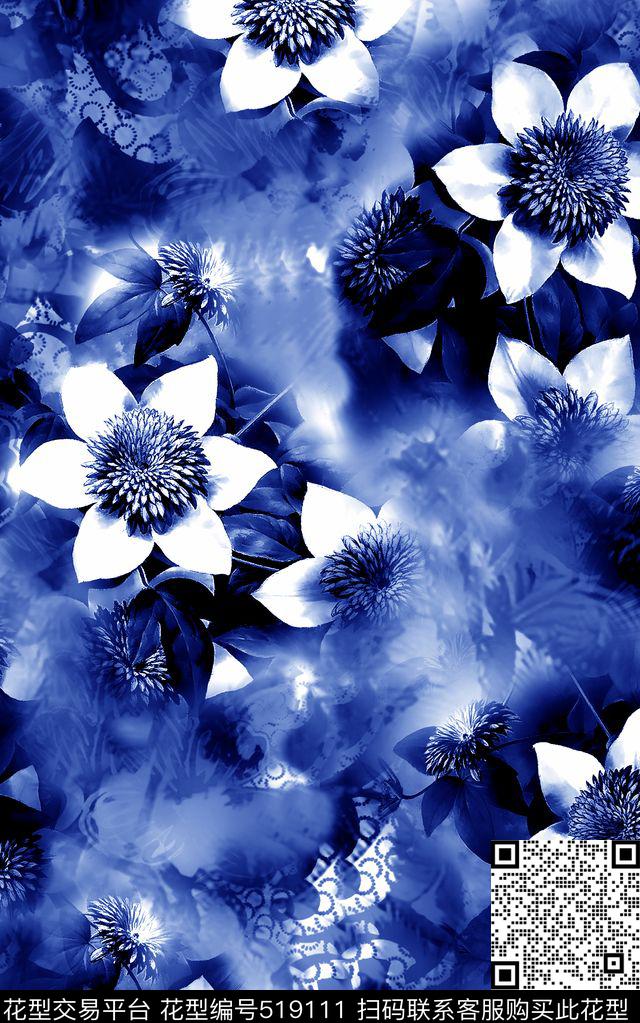 花卉春夏时尚中国风数码数码印花华亿平台下载（图片编号: 519111） - 瓦栏（Walan）