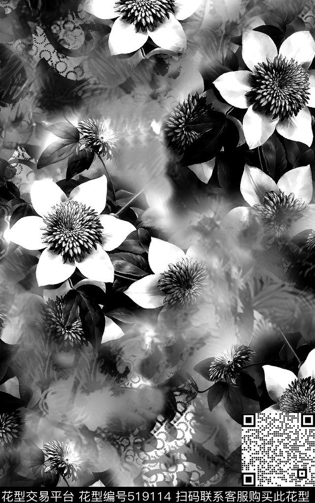 花卉春夏时尚中国风数码数码印花华亿平台下载（图片编号: 519114） - 瓦栏（Walan）