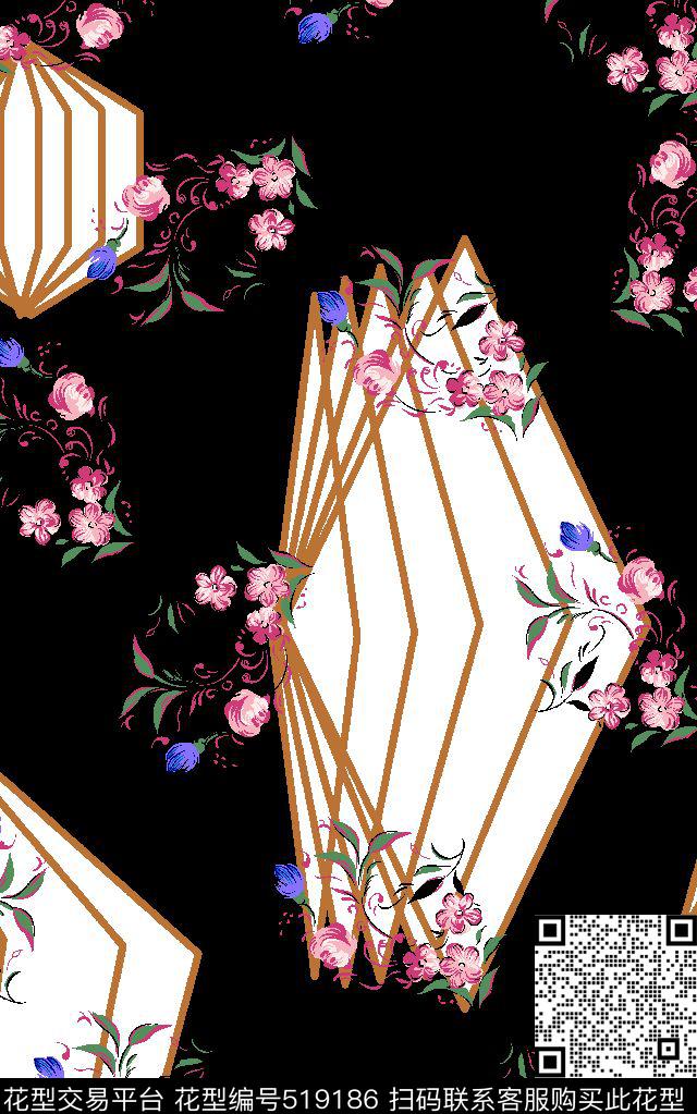 清新碎花几何服装家纺多边形碎花几何传统印花华亿平台下载（图片编号: 519186） - 瓦栏（Walan）