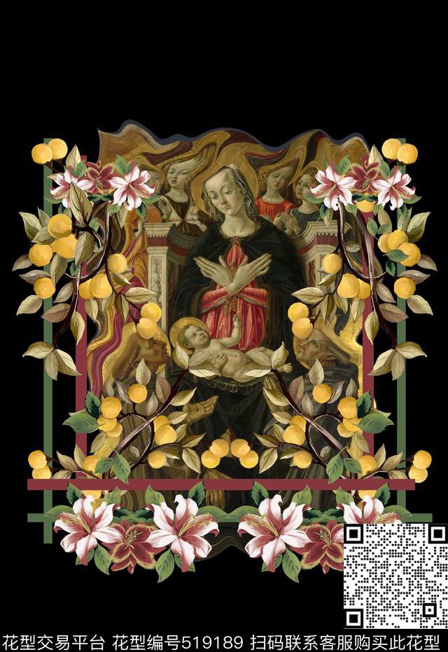 潮流时尚定位复古圣母男装数码印花数码印花华亿平台下载（图片编号: 519189） - 瓦栏（Walan）