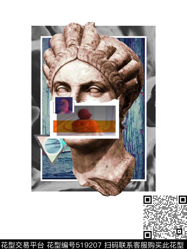 大卫石膏流行时尚拼图撕纸数码印花华亿平台下载（图片编号: 519207） - 瓦栏（Walan）