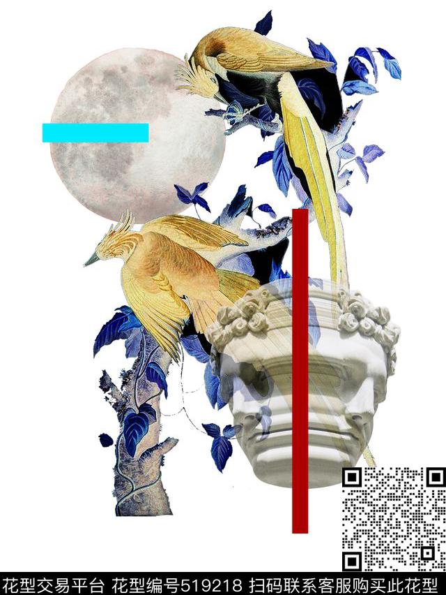 流行时尚石膏像数码印花数码印花华亿平台下载（图片编号: 519218） - 瓦栏（Walan）