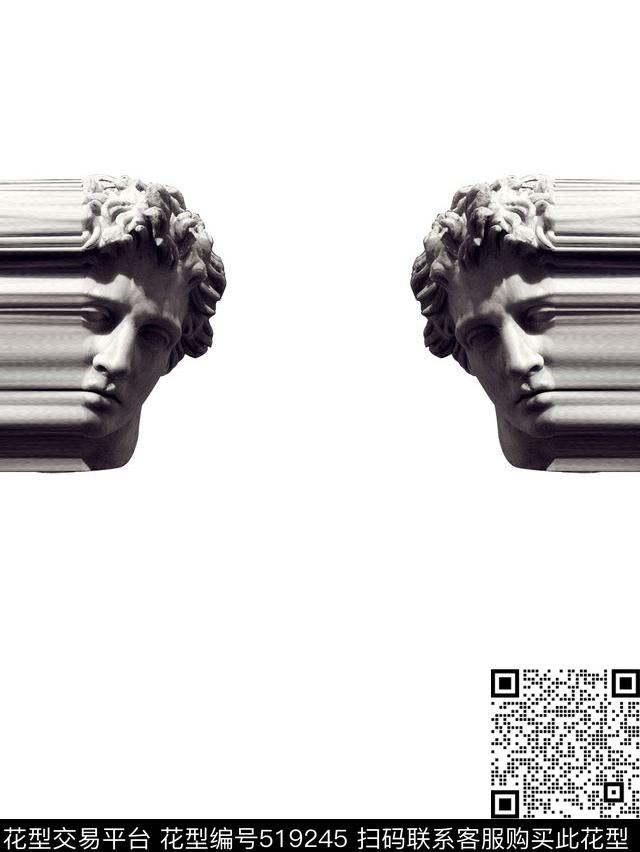 流行时尚石膏像数码印花数码印花华亿平台下载（图片编号: 519245） - 瓦栏（Walan）