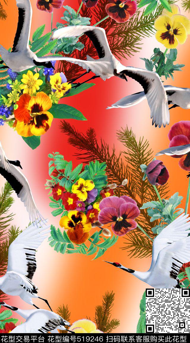 定位花卉民族数码印花华亿平台下载（图片编号: 519246） - 瓦栏（Walan）