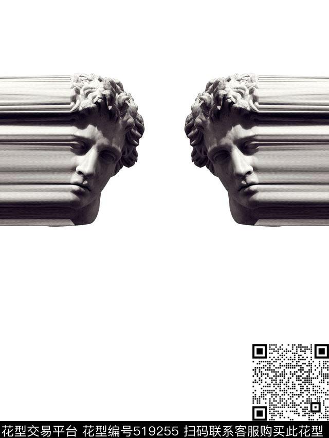 流行时尚石膏像数码印花数码印花华亿平台下载（图片编号: 519255） - 瓦栏（Walan）