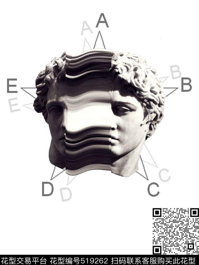 流行时尚石膏像数码印花数码印花华亿平台下载（图片编号: 519262） - 瓦栏（Walan）