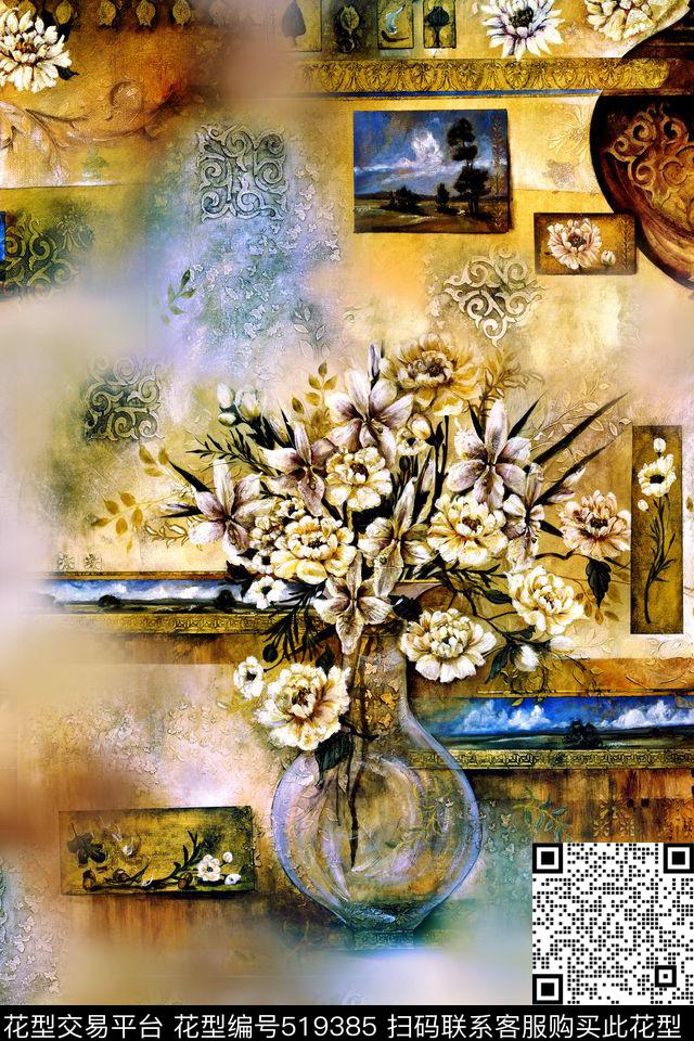 时尚花卉相片数码印花华亿平台下载（图片编号: 519385） - 瓦栏（Walan）