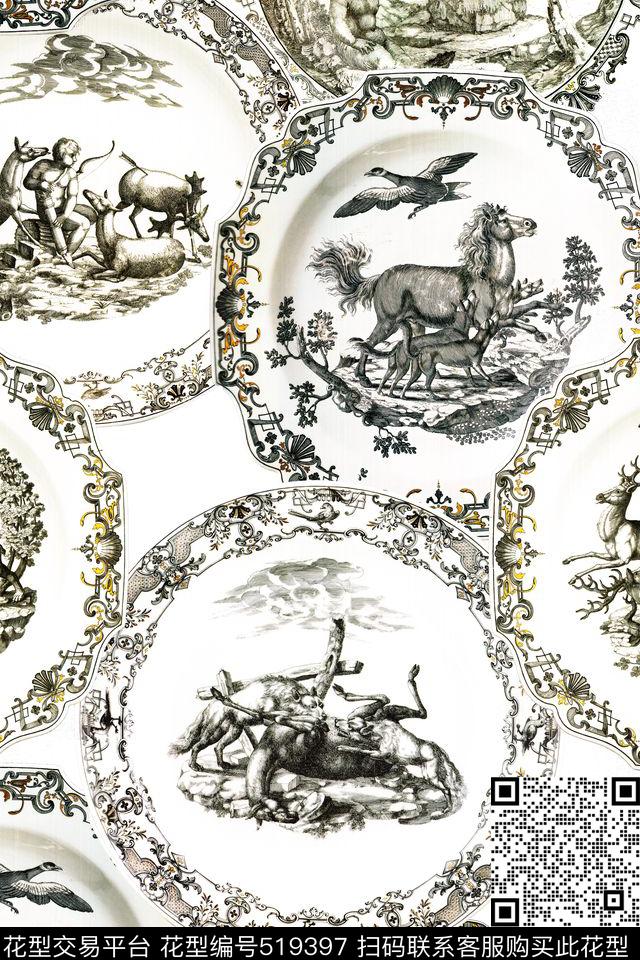 时尚盘子动物数码印花华亿平台下载（图片编号: 519397） - 瓦栏（Walan）