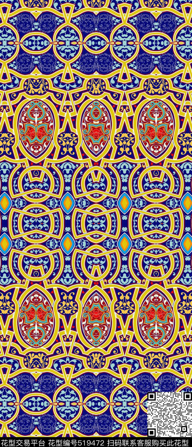 民族图案围巾数码印花华亿平台下载（图片编号: 519472） - 瓦栏（Walan）