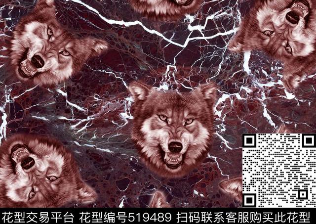 抽象肌理纹理狼头数码印花华亿平台下载（图片编号: 519489） - 瓦栏（Walan）