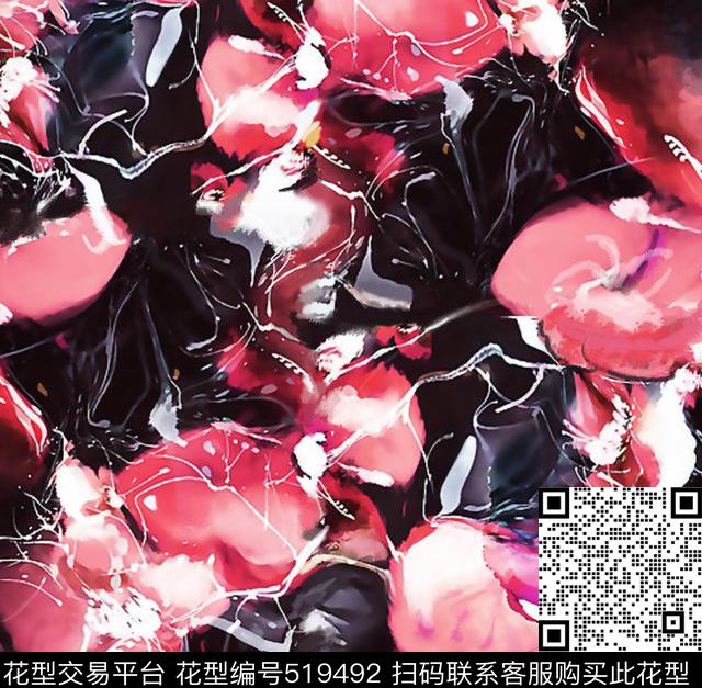 女装花卉抽象数码印花华亿平台下载（图片编号: 519492） - 瓦栏（Walan）
