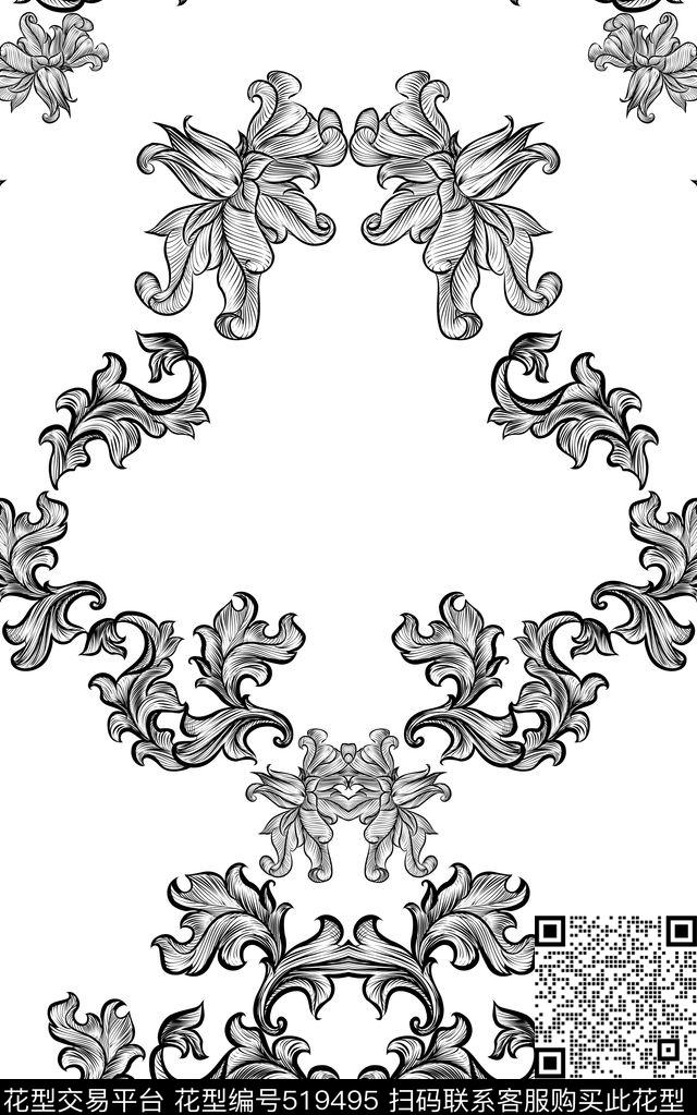 衬衫定位对称传统印花华亿平台下载（图片编号: 519495） - 瓦栏（Walan）