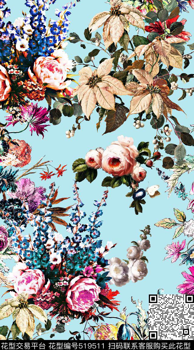 油画花卉手绘数码印花华亿平台下载（图片编号: 519511） - 瓦栏（Walan）