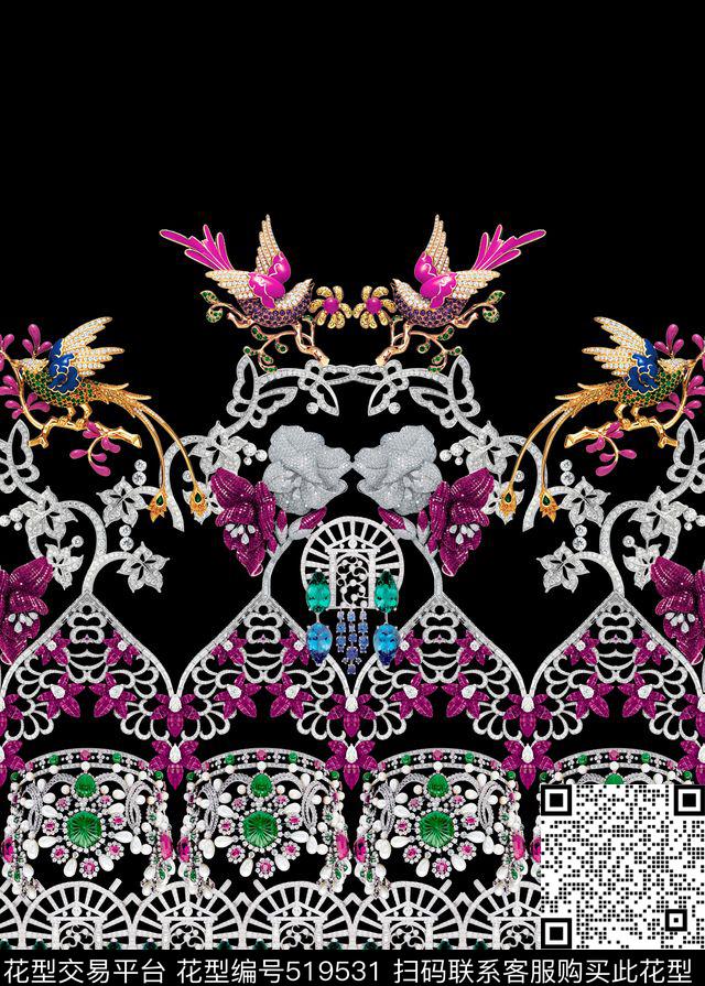 珠宝宝石小鸟珠宝数码印花华亿平台下载（图片编号: 519531） - 瓦栏（Walan）