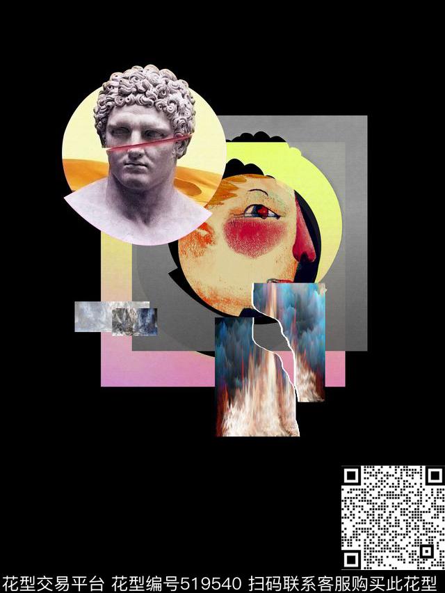 流行时尚水彩石膏像拼图拼画数码印花华亿平台下载（图片编号: 519540） - 瓦栏（Walan）