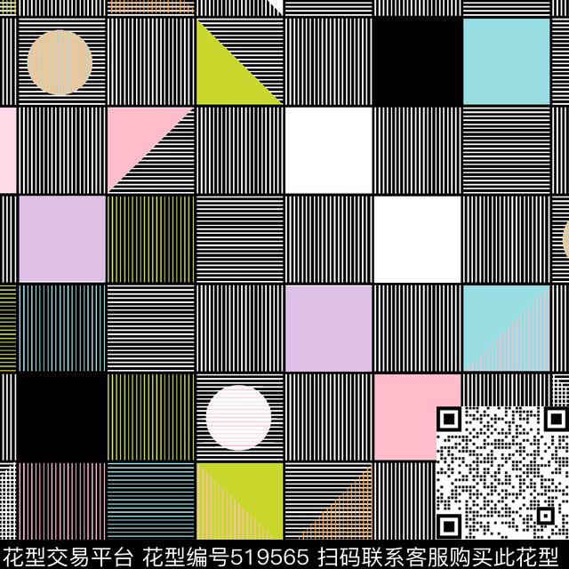 几何线条格子传统印花华亿平台下载（图片编号: 519565） - 瓦栏（Walan）