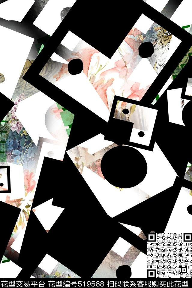 立体格纹几何数码印花华亿平台下载（图片编号: 519568） - 瓦栏（Walan）