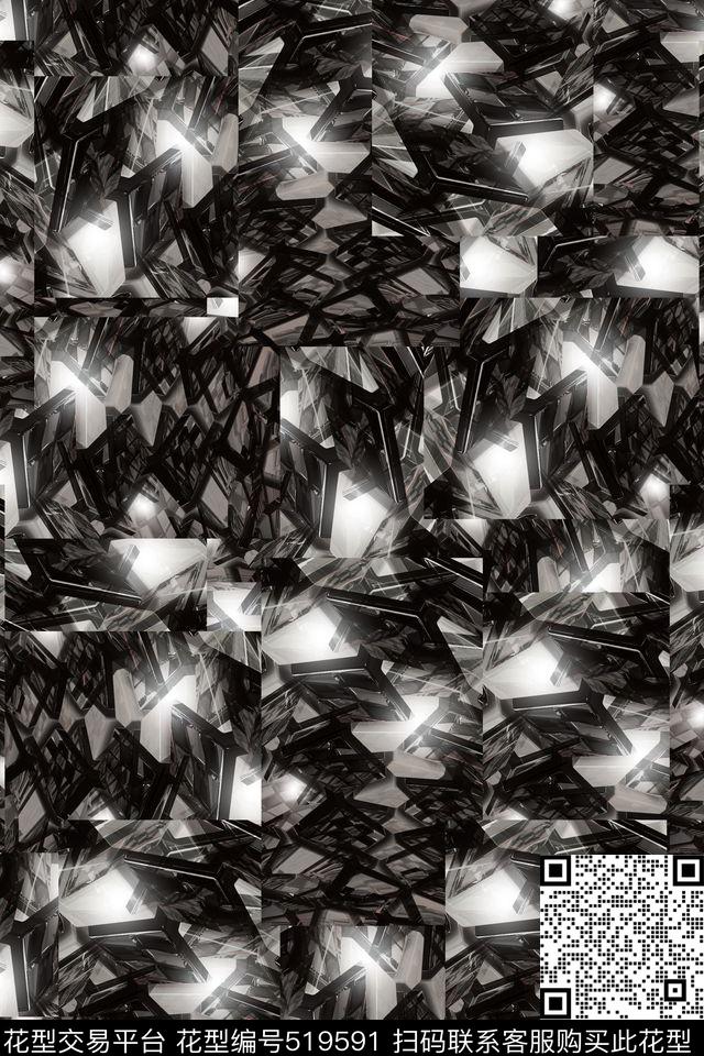 抽象立体玻璃质感数码印花华亿平台下载（图片编号: 519591） - 瓦栏（Walan）