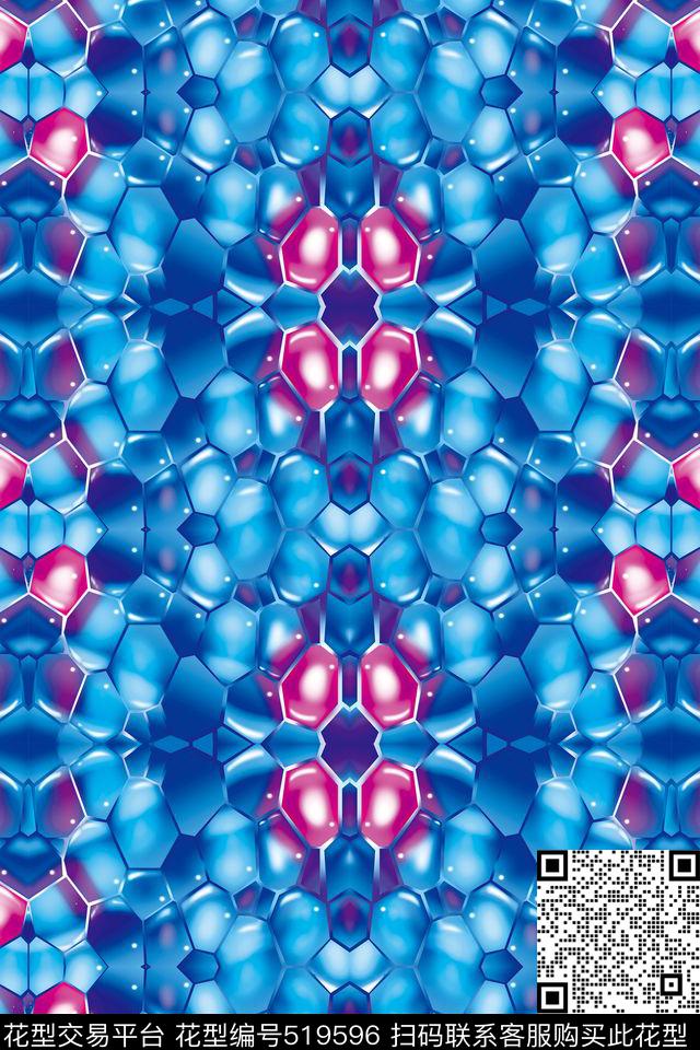 几何立体水魔方炫彩数码印花华亿平台下载（图片编号: 519596） - 瓦栏（Walan）