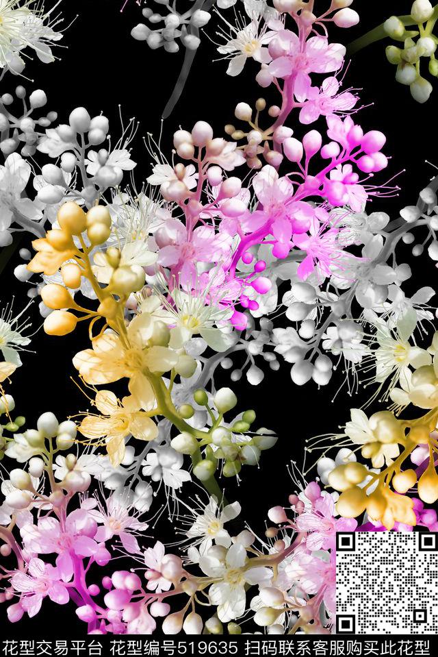 炫彩小花原创小花中国风数码印花华亿平台下载（图片编号: 519635） - 瓦栏（Walan）