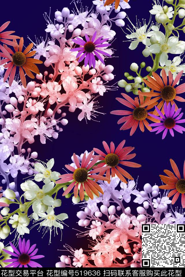 大气女装炫彩照片花卉数码印花华亿平台下载（图片编号: 519636） - 瓦栏（Walan）
