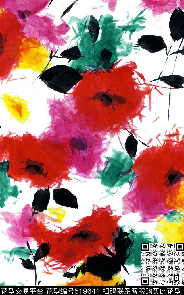 抽象大牌时装女装数码印花华亿平台下载（图片编号: 519641） - 瓦栏（Walan）