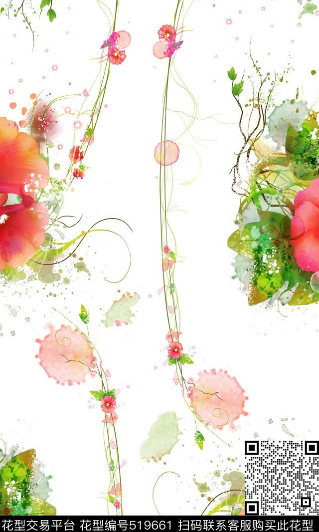 花卉花篮吊篮数码印花华亿平台下载（图片编号: 519661） - 瓦栏（Walan）